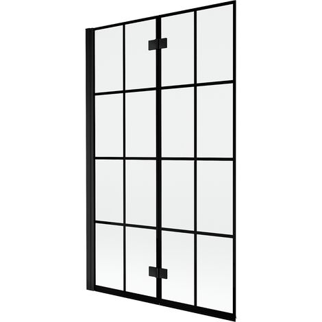 Mexen Mist paravento per doccia a 2 ante sinistre 110 x 150 cm, griglia nera, nero - 8A9-110-002-70-77-L (1/5)