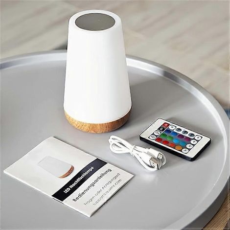 Lámpara de noche LED táctil con control remoto, recargable, RGB, 12 colores, 5 niveles de brillo ajustables, para dormitorio, sala de estar y fiestas. (1/5)