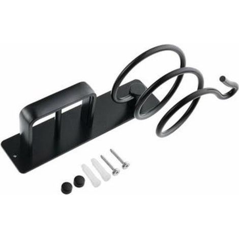 Support mural universel pour lisseur et sèche-cheveux - Organisateur avec vis incluses - Porte-sèche-cheveux noir - Support en spirale (1/4)
