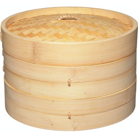 KitchenCraft World of Flavours Cestello per Cottura al Vapore / Vaporiera in Bambù a 2 Livelli, 25,5 cm (1/3)
