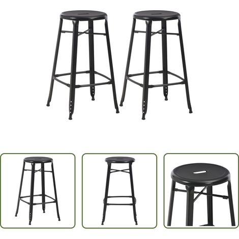 Barhocker Set - Barhocker 2 Stk. Schwarz Stahl (1/5)