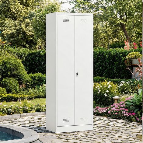 Armoire métallique de rangement blanc crème 60 x 40 x 165 cm (1/5)