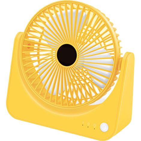 Ventilateur de bureau USB compact et silencieux, portable et rechargeable, jaune, idéal pour la maison, les étudiants, les dortoirs et le bureau. (1/5)