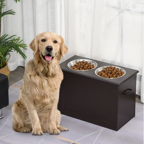 Comedero elevado para perros con almacenaje MDF OKMYHOME (1/3)