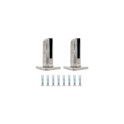 Ensemble de 2 montants de panneau en verre en acier inoxydable 304, carré, clôture de piscine, jardin, collier de clôture de balcon, poteau de balustrade à bout rond, support, montage au sol