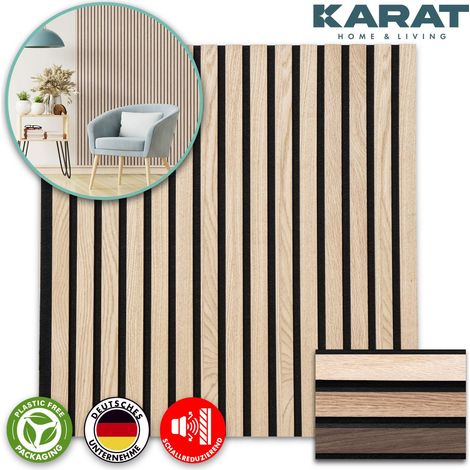 Floordirekt – Panneau acoustique décoratif mural 60 x 60 cm – Bois véritable White Oak – Absorption optimale du bruit – Installation rapide et facile