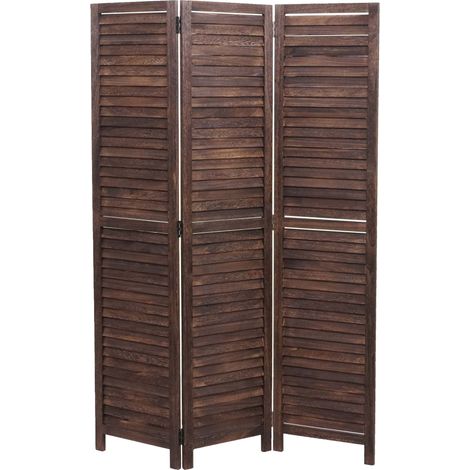 [JAMAIS UTILISÉ] Paravent HHG-634, cloison de séparation, style shabby vintage, 170x120 cm, brun
