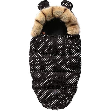 Sac de Couchage Bébé - Bébé Gigoteuses - Chancelière Poussette Universelle en Coton Noir (1/4)