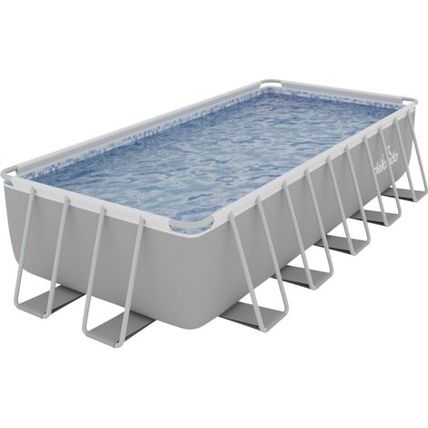 Dellonda DL150 Deluxe Steel Frame Rectangular Swimming Pool with Step Ladder & Filter Pump 21ft (1/5)