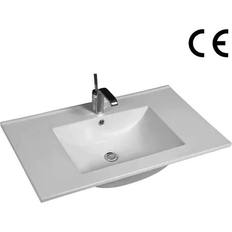 Einbauwaschbecken Keramik, weiß 83x48 cm (1/3)