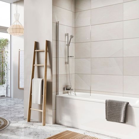 Orbit Thalia Chrome Single Panel Bath Screen 800mm x 1500mm - 8mm Glass (1/2)