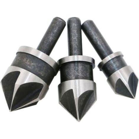 Lot de 3 Embouts HSS Fraise à Chanfreiner 6,35 12mm/16mm/19mm----Rond (1/4)
