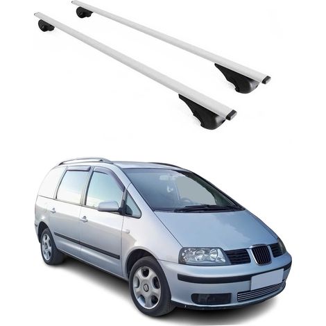 OMAC Dachträger Querträger für Seat Alhambra I 1996-2010 – Abschließbar – Max. 75 kg – 2 Stangen Stahl Silber (1/5)