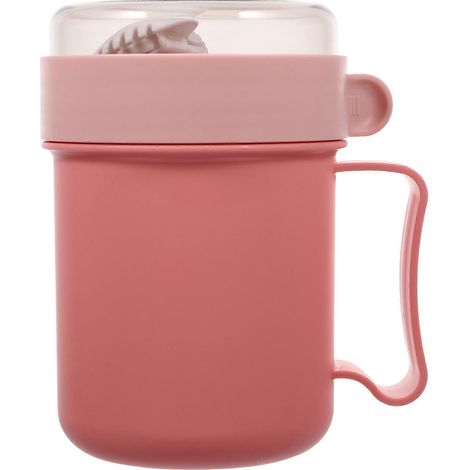 1 ensemble de tasse à petit-déjeuner avec cuillère, récipient étanche pour flocons d'avoine, tasse à soupe portable, récipient pour petit-déjeuner-14.00X11.00X9.00CM-Pink (1/4)