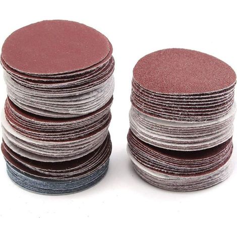 60 pièces 50mm Papier de Ponçage Abrasifs Rond Papier de Verre Bricolage Accessoires pour Ponceuses Abrasive 100/240/600/800/1000/2000