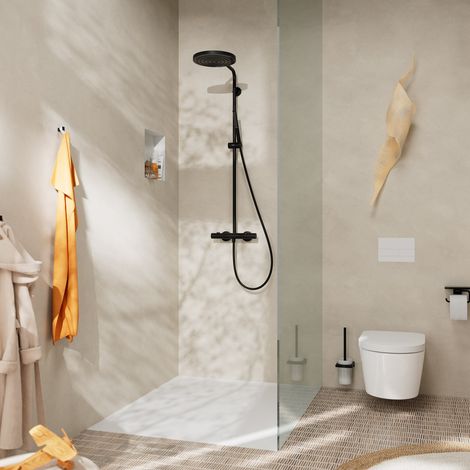 Hansgrohe Ecostat Fine Thermostatic Dual Exposed Mixer Shower & Handset Black (1/5)