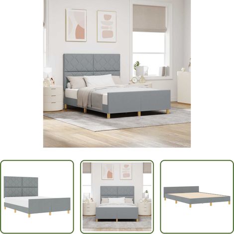 Ottoman moderne -  Cadre de lit avec tête de lit Gris clair 160 x 200 cm tissu (1/5)