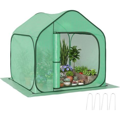 Mini invernadero emergente pequeño invernadero para verduras, plantas y flores con puerta con cremallera de PE 150 x 148 x 148 cm verde (1/5)