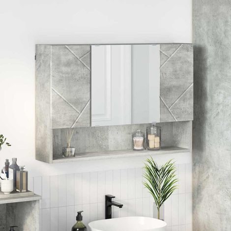 Mirror Cabinet Concrete Grey 80 x 17 x 55 cm Engineered Wood vidaXL (1/5)