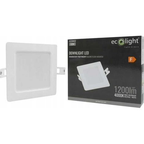 Downlight LED cuadrado P/T de 12 W, luz blanca 4000 K, DL-1 (1/4)