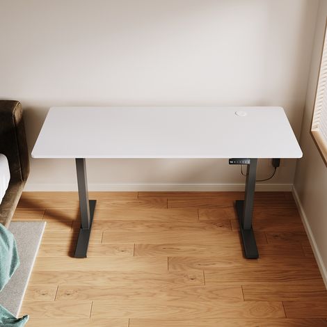 ELEGANT Electric Standing Desk 160 x 60cm, Ergonomic 70-115cm Height Adjustable Office Desk with Memory Smart Panel, White