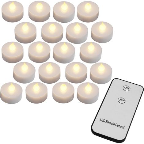 MONZANA® 20 Pcs LED Tea light Candles with Batteries and Remote Control  300 Hour Electric Warm White Flickering Flame Effect  3.7cm Round Flameless Realistic Tea Lights