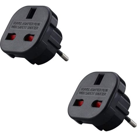 Lot de 2 adaptateurs prise anglaise vers France – Type G vers Type C – Léger et compact – Protection contre surtensions (1/5)