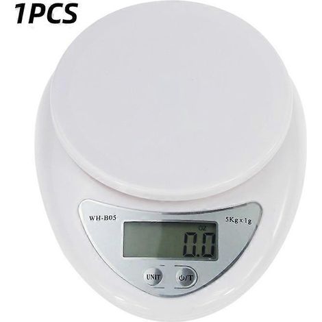 Balance de cuisine électronique portable 5 kg avec affichage LED, mesure du poids en grammes (SMTX). (1/4)