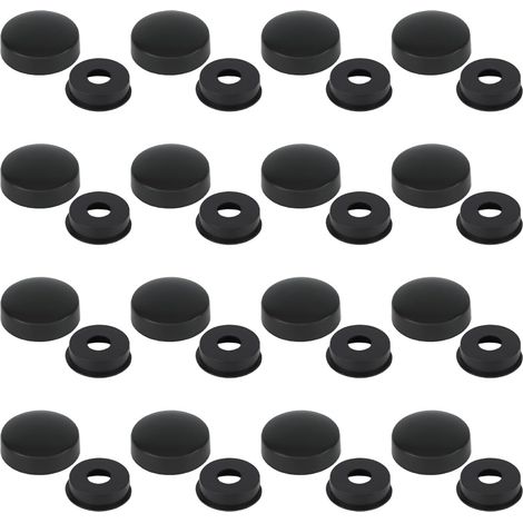 16pcs Black Plastic Number Plate Screw Covers for Trucks Camper Vans Motorcycles (1/5)