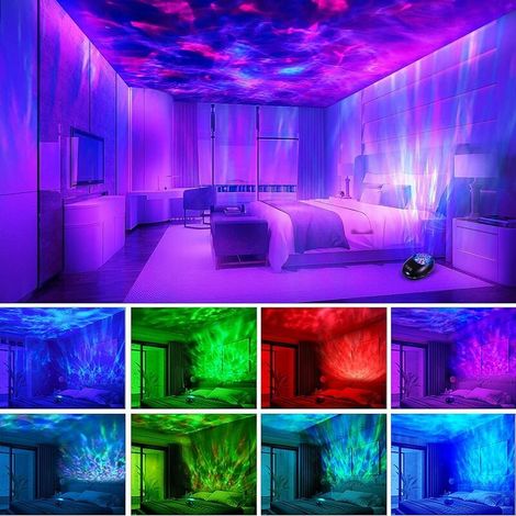 VURAHOME -Veilleuse projecteur avec télécommande et minuterie, rechargeable par USB, lampe de projecteur Bluetooth avec 8 modes de couleur et 8 mélodies de la nature pour enfants, adultes, décoration
