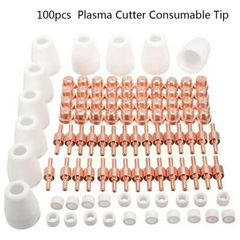 Lot de 100 buses électrodes plasma – Alliage haute qualité – Conductivité thermique optimale – Compatible LG-40 PT-31 CUT40 CUT50