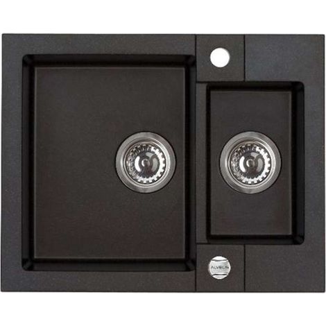 Alveus Rock - Lavello in granito, 60x48 cm, con comando remoto dello scarico, carbon 1090960 (1/2)