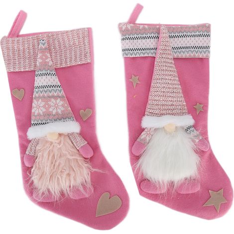 2pcs Chaussettes de Noël, Poupée Père Noël sans visage en tissu, Décorations suspendues de Noël (1/5)
