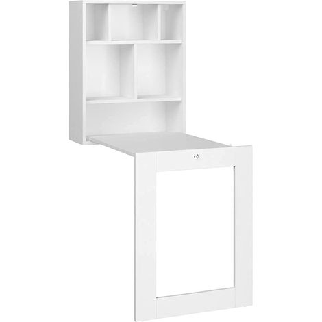 SCHREIBTISCH PIEGH. HÄNGER BÜCHERREGAL BÜRO HAUS WEISS MATT 145X90X60CM TILT (1/5)