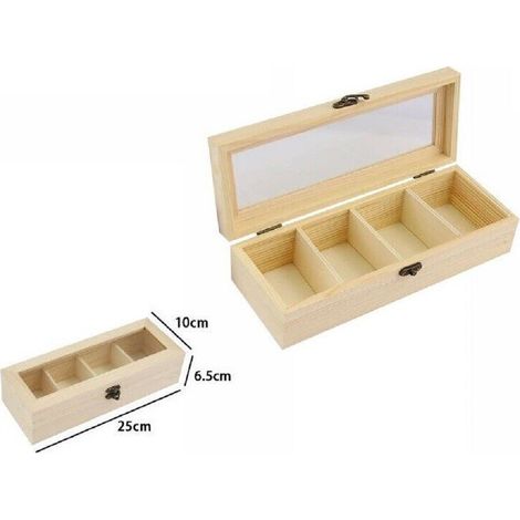 TRADE SHOP - Scatola Portagioie In Legno Con Bacheca 4 Posti Scomparti Vetrina 74025a Ly-1517 -