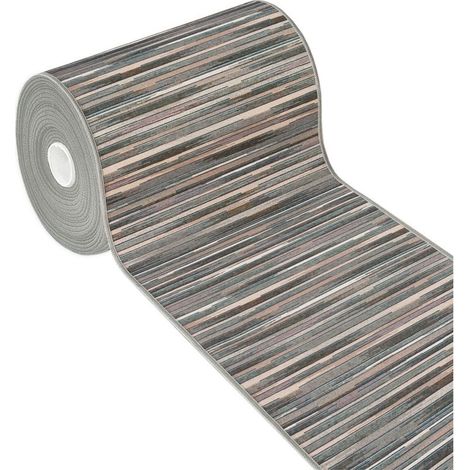 Tapis de Cuisine Texture Plate Coureur Lavable Antidérapant Moderne motif Bamboo Gris - 52x140 cm (1/4)