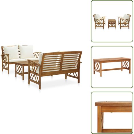 Panca da giardino - vidaXL Set Divani da Giardino 3 pz con Cuscini in Massello di Acacia - Tavolino da giardino