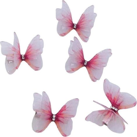 Lot de 5 pinces à cheveux décoratives papillons pour fille, design papillons 3D double face, antidérapantes-A-Red (1/5)
