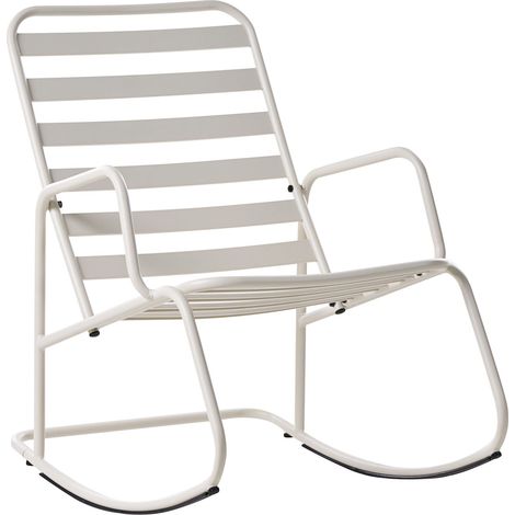 Garden Rocking Chair Off-White Aluminium Slatted Design Modern Style Outdoor TURI (1/5)