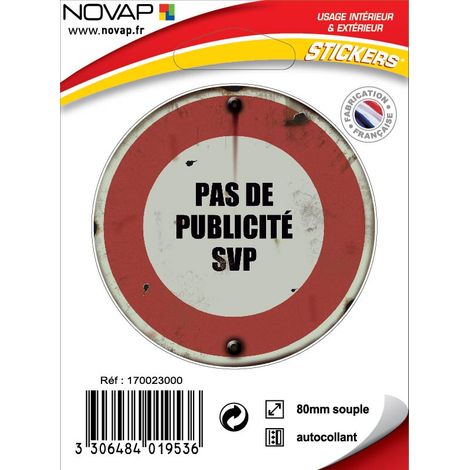 Panneau vintage Pas de publicité SVP - Adhésif Ø80mm - 4019536