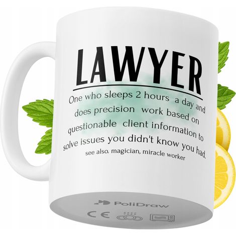 Lustiger Anwaltsbecher mit witzigem Textdesign – ideal für Geburtstage, Namenstage und Feiertage. Hochwertiger Becher für besondere Anlässe im Büro oder Homeoffice. Farbe: Weiß, 330 ml.