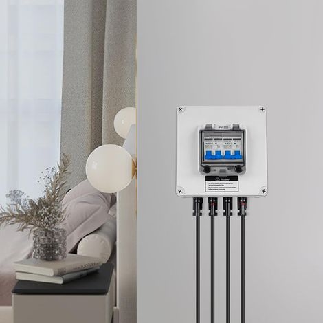 Anschlusskasten Überspannungsschutz PV,30A,Nennspannung DC 12-400V,wandmontiert,LED-Anzeige,mit MC4-Stecker und Klemmenanschluss,2-String-Eingang,2-String-Ausgang,für Solaranlagen und Wohnmobile (1/5)