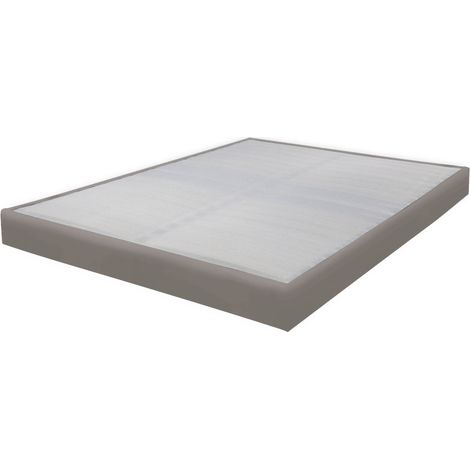 Sommier tapissier 120x190 Omega simili taupe 2x18 lattes (1/3)