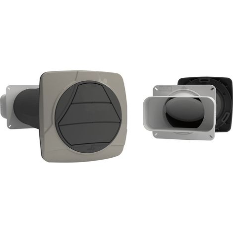 Optimairo N49054 Thermo-Mauerkasten, Lüftungsgitter Mauerdurchführung Rückstauklappe, energieeffizient, Kunststoff anthrazit grau, 175 x 80 mm (1/5)