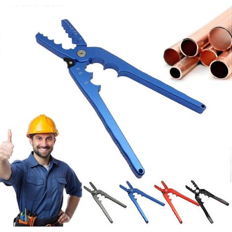 Outil réparation & arrondi tubes cuivre multi-diamètres 6 trous, redresseur pour 1/4" 3/8" 1/2" 5/8" 3/4" bleu (1/5)