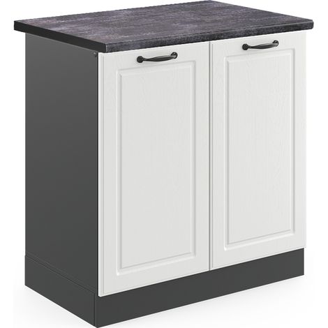 Armario bajo para fregadero R-Line, Blanco casa de campo, 80 cm , ET Antracita, Vicco (1/5)