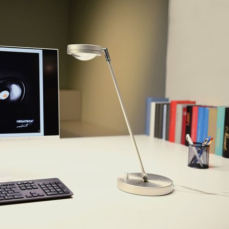 [GEBRAUCHT] B-Ware Megatron Tischlampe Ottica LED dimmbar Leuchte Metall Kunststoff titan 47,7cm (1/2)