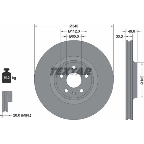 Lot de 2 Disques de frein Textar 92160505 AUDI 8J0615301 8J0615301G