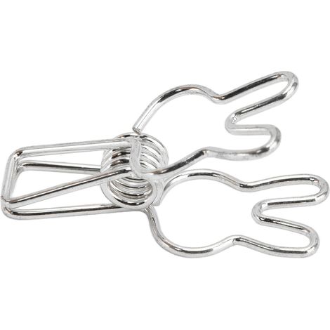 Pince métallique creuse électroplaquée, pince multifonctionnelle, pince à ressort robuste, pince à fil creux, pince de fermeture, pince à pantalon, argent (1/5)