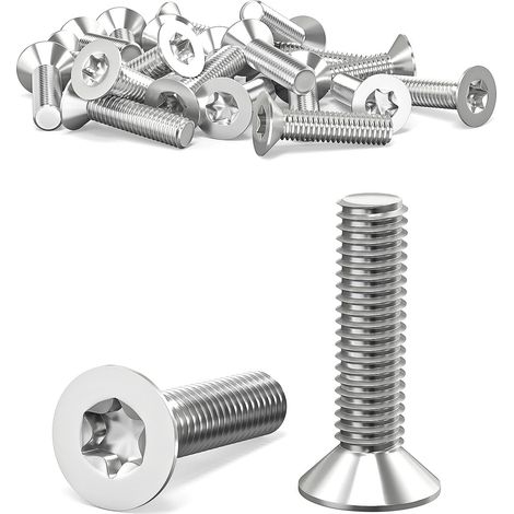 Lot de 20 vis à tête fraisée M4 x 16 mm, M4 Torx en acier inoxydable 304, vis à tête fraisée avec six pans creux / Torx (ISR/TX) selon la norme ISO 14581 / DIN 965, pour machines, appareils (1/5)